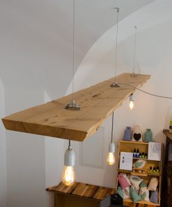 Retro-Design-Lampe aus Zypressen-Holz Naturkante online kaufen 3